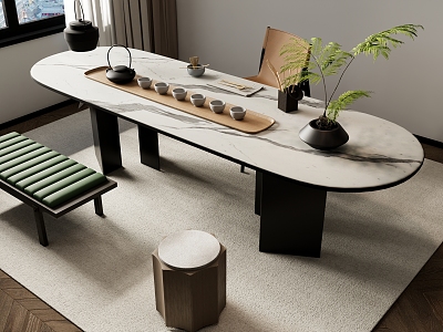 New Chinese Tea Table Tea Chair Combination 3d model