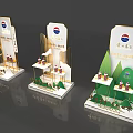 Kweichow Moutai Product Display Stands With Golden Frame And Green Decorative Elements