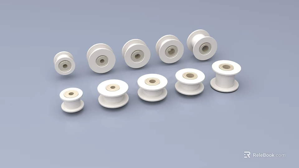 White Hardware Tool Rollers Set With Various Sizes For Industrial Use 3d model
