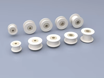 White Hardware Tool Rollers Set With Various Sizes For Industrial Use 3d model