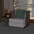 New Chinese Style Single Sofa Single Sofa Side Combination 3d model