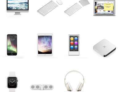 Modern Computer Products Including Desktop Monitor Laptop Keyboard Mouse And Accessories 3d model
