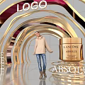 Golden Arched Event Passage With LOGO People Walking Luxurious Interior Design