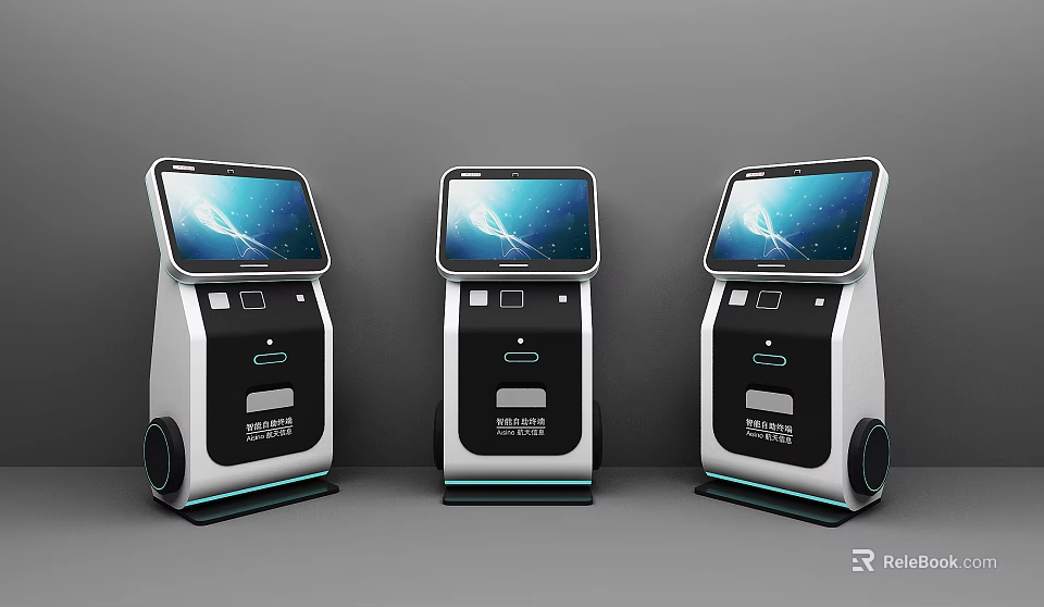 Smart Machines Self Service Kiosks With Interactive Screens And Intuitive User Interface 3d model 