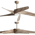 Modern Air Conditioner Fan With Wooden Blades And Ceiling Mounted Light Design