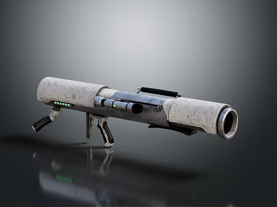 3D Rendered Modern Tubular Weapon With Gray Body Black Grip Sight And Green Indicators 3d model