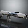 3D Rendered Modern Tubular Weapon With Gray Body Black Grip Sight And Green Indicators