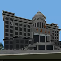 Chinese Style Multi Storey Office Building With Dome Entrance Steps And Surrounding Trees