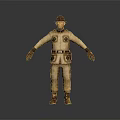 3D Human Character In Beige Explorer Costume With Brown Hat And Natural Hanging Hands