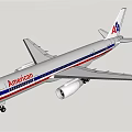 American Airlines Passenger Plane With AA Logo And Red White Blue Stripes In Flight