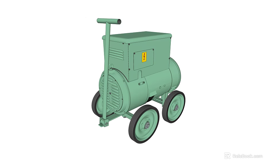 Green Mobile Industrial Equipment Machine With Handle And Wheels Design 3d model 