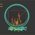 Decorative Garden Decor With Circular Metal Frame Flames And Stones