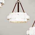 Elegant Modern Chandelier With White Shade And Wooden Frame For Interior Decor