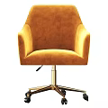 Yellow Velvet Chair with Gold Base and Wheels in Modern Stylish Design