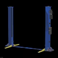 Blue Car Lift With Two Columns And Yellow Support Arms For Vehicle Maintenance