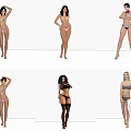Multiple Women Wearing Swimwear and Lingerie in Different Styles and Poses 3d model