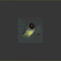 Futuristic SciFi Cavern With Glowing Blue Core And Silhouetted Figures Near Rock Formations