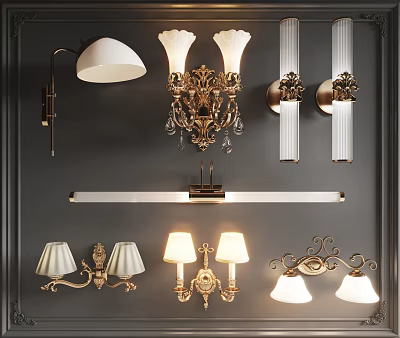 Elegant Wall Lamps With Crystal Accents And Gold Finishes For Interior Decor 3d model
