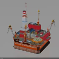 Offshore Drilling Platform Model With Drilling Rig Cranes And Deck Equipment