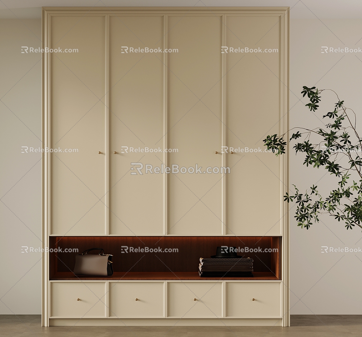 French Middle Style Wardrobe 3d model