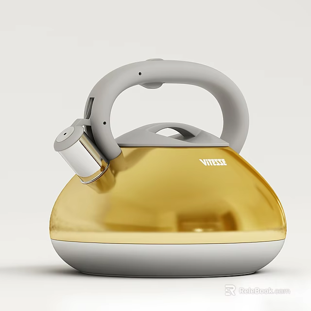 VITEK Golden Electric Kettle With Modern Design Gray Handle And Stable Base For Daily Use 3d model 