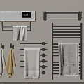 Modern Bathroom Racks With Heated Towel Rail And Storage Shelves