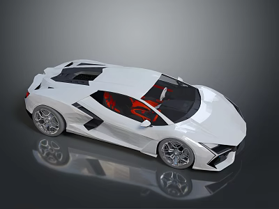 White Sports Car Featuring Red Interior Sleek Design Futuristic Styling And Alloy Wheels 3d model