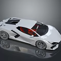White Sports Car Featuring Red Interior Sleek Design Futuristic Styling And Alloy Wheels