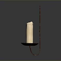 Decorative Iron Candle Holder With Red Brown Finish And White Candle For Home Decor