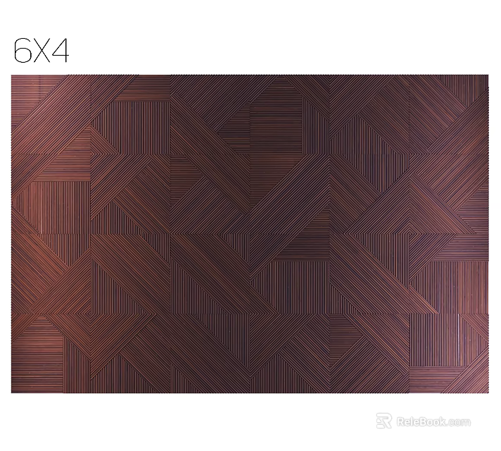 Elegant Dark Brown Wooden Wall Paneling With Intricate Chevron And Striped Patterns 3d model 