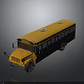 Yellow School Bus With Roof Hatches Side Windows Stop Sign And Side Door