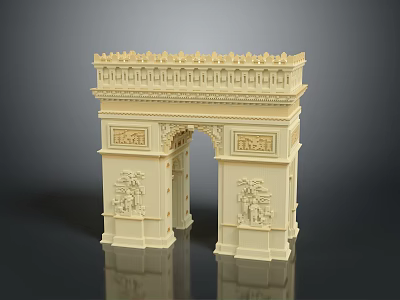 Historical Architectural Arch Model With Beige Color Intricate Carvings And Decorative Top 3d model