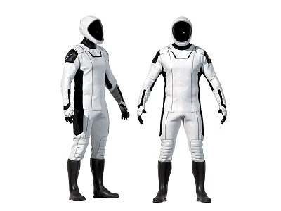 White Full Body Spacesuit Design With Black Accents And Protective Features 3d model