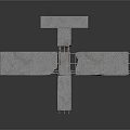 Concrete Cross Shaped Structure With Steel Rebars And 3D Architectural Design