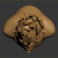 Game Movie Character Golden Bust Featuring Flame Like Head Detailed Facial Expression And Decorative Necklace