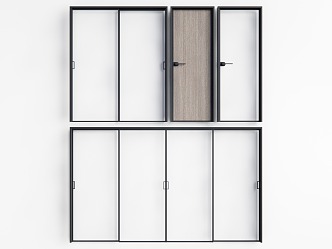 Modern sliding door single door glass door 3d model