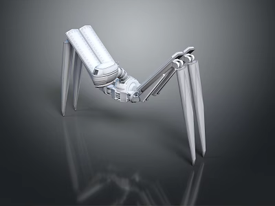 Silver Mechanical Spider With Long Metallic Legs And Robotic Structure 3d model