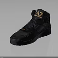 Black High Top Sneakers With Gold AZ Logo And Casual Streetwear Design