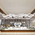 Modern Sales Office Interior With Spacious Reception Area Sand Table Model And Elegant Chandelier Design