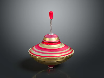 Red And Gold Striped Decorative Weapon With Spinning Top Structure And Metallic Accents 3d model