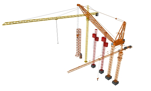 Modern tower crane steel frame material 3d model