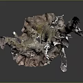 Natural Wood And Stone Decorative Sculpture With Twisted Roots And Rough Texture