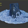 Wooden Tree Stump Covered With Fresh Snow On Natural Ground Texture