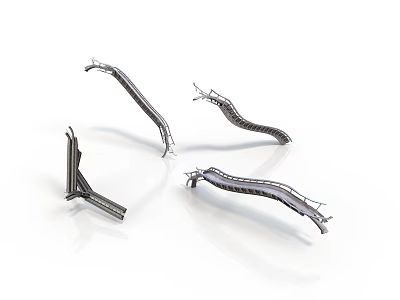 Building Metal Structural Components With Curved Architectural Design And Modern Parts 3d model