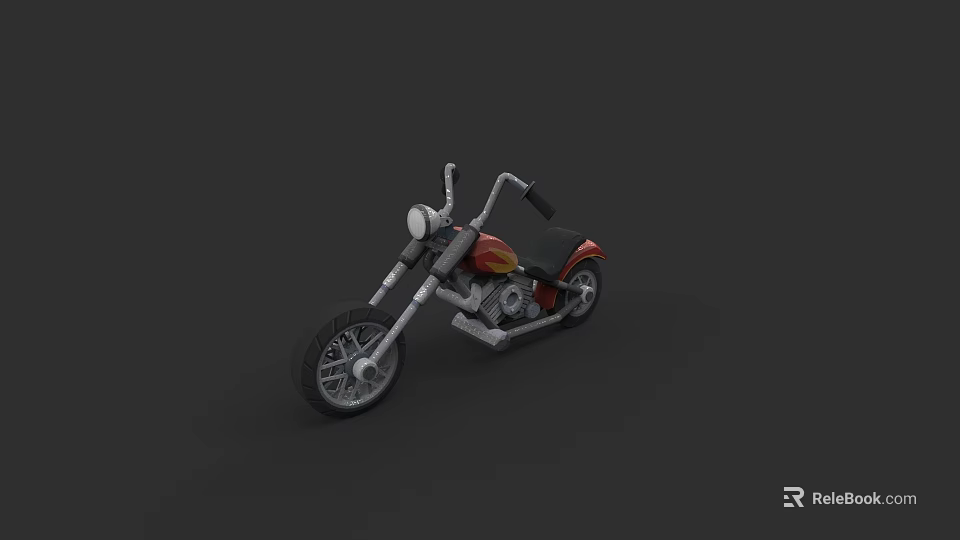 Classic Red And Black Motorcycle With Chrome Details And Vintage Design 3d model 