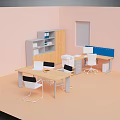 Cozy Dining Space With Pink Walls Wooden Table And White Chairs