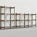 Wooden Open Shelving Units With Cross Braces For Storage And