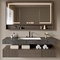 Modern Bathroom Cabinet Bathroom Counter Basin Bathroom Ornaments Mirror Cabinet Sink 3d model