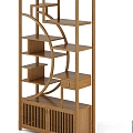 Old-age bookshelf antique shelf 3d model