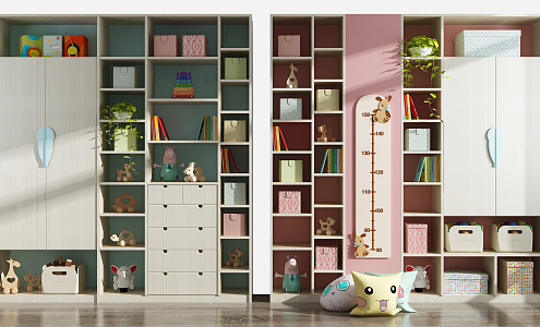 Modern Decorative Cabinet Children's Bookcase Decorative Cabinet Toy Combination 3d model